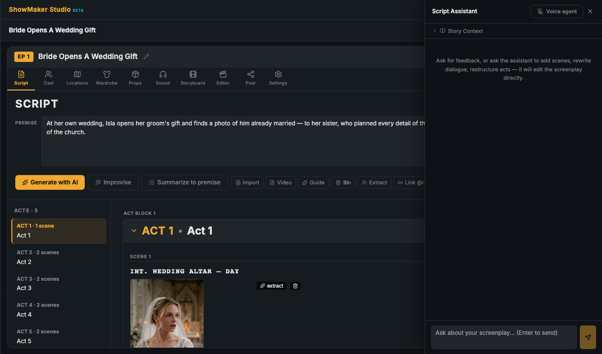 The Omni Assistant drawer open beside the studio